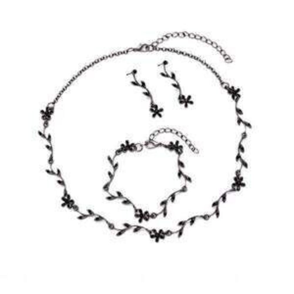 Avoria Leaf-Shaped High-End Accessory Necklace Bracelet And Earrings Three-Pie